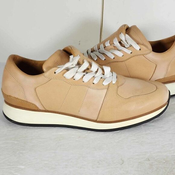 Number 288 Men\'s Mott Runner US 9 Beige Leather Law Top Lace-Up Sneakers Shoes main image 4